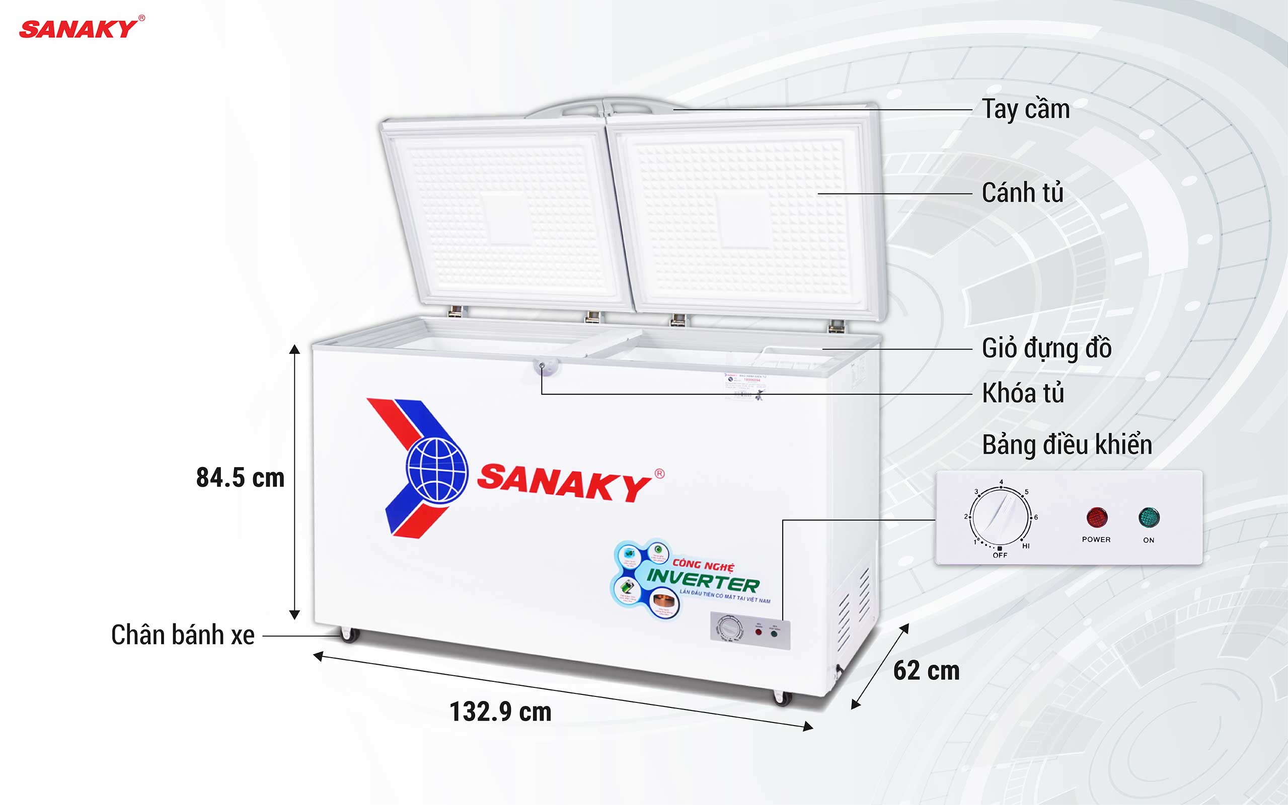 Tủ Đông Sanaky Inverter VH-4099A3 305 lít 1 ngăn 2 cánh