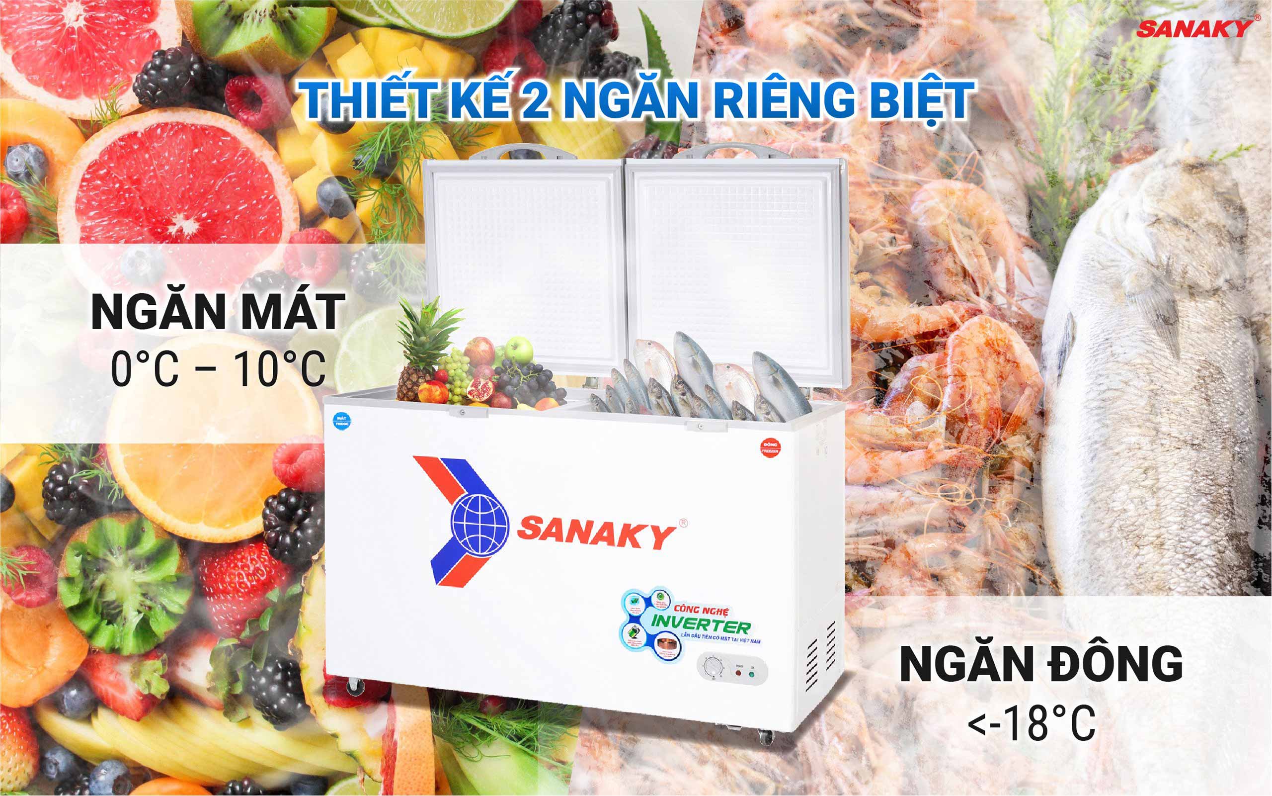 Thiết kế Tủ Đông Sanaky Inverter VH-5699W3 sang trọng, tiện lợi Thiết kế Tủ Đông Sanaky Inverter VH-5699W3 sang trọng, tiện lợi