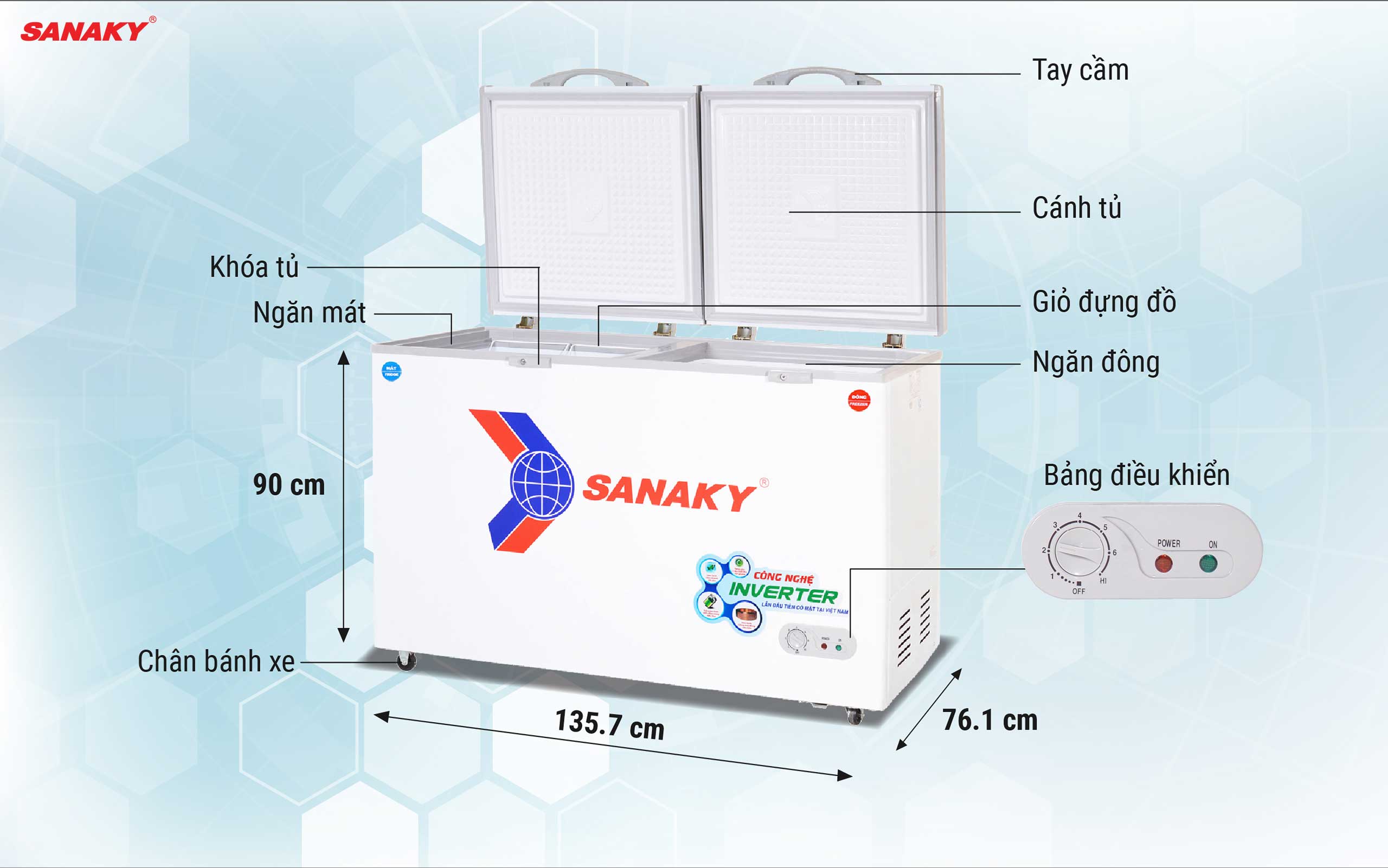 Tủ Đông Sanaky Inverter VH-5699W3 365 lít Tủ Đông Sanaky Inverter VH-5699W3 365 lít
