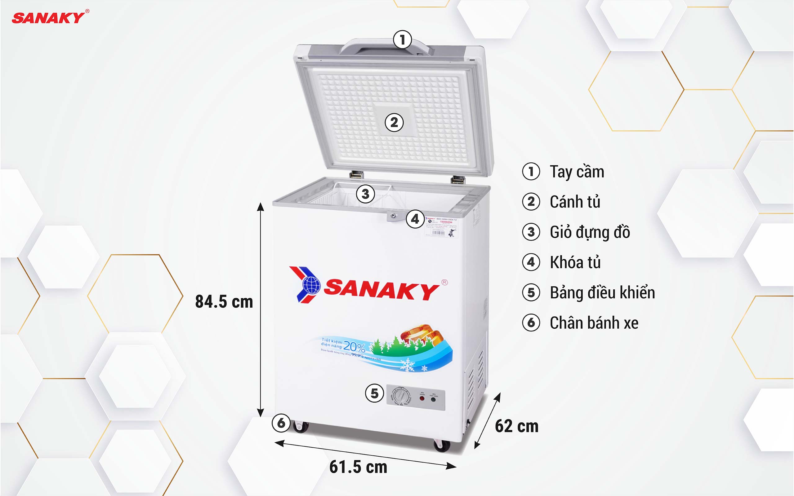 Tủ Đông Sanaky VH-1599HYK 100 lít, 1 ngăn, 1 cánh