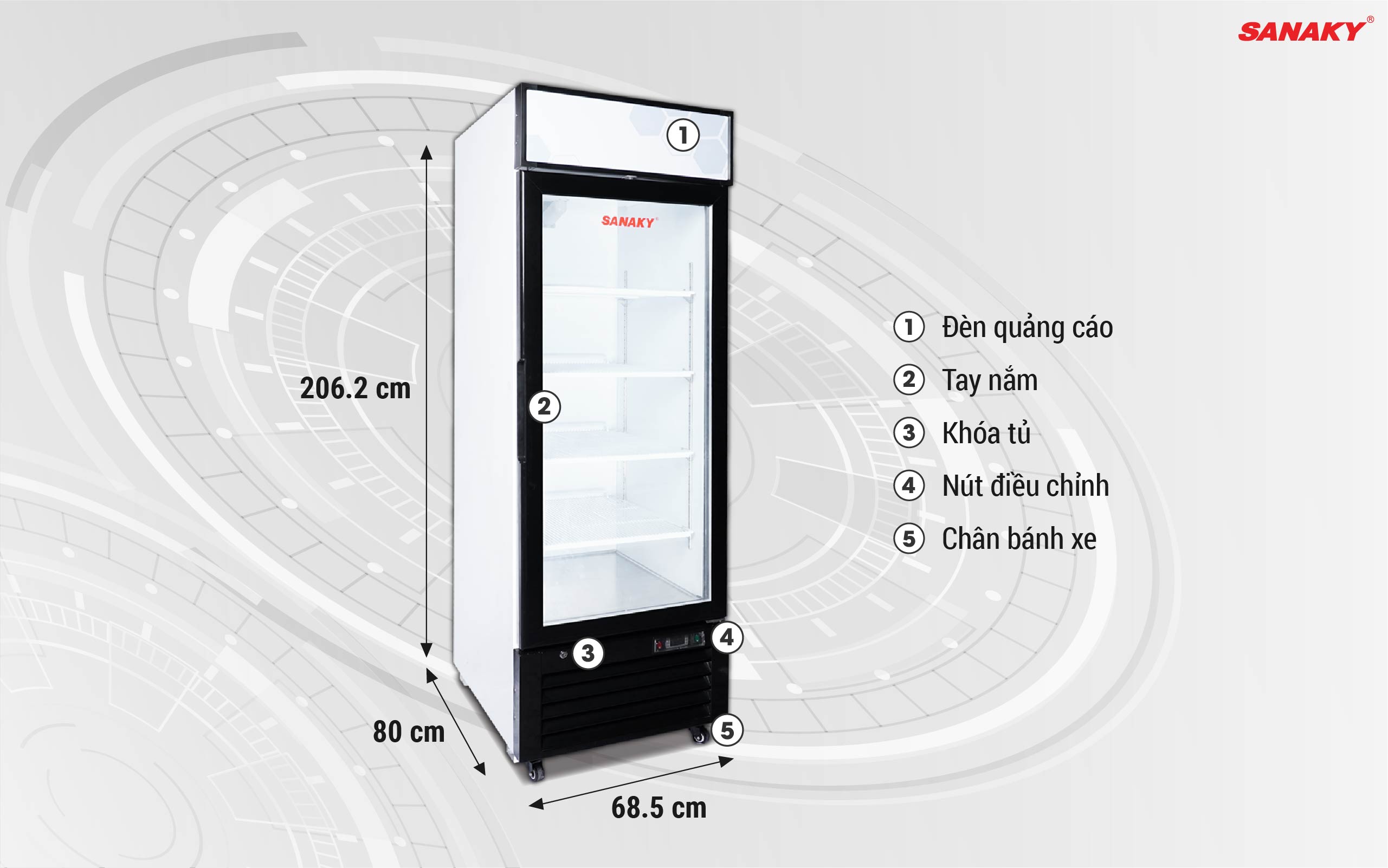 Tủ Đông Đứng Sanaky VH-768K 590 lít