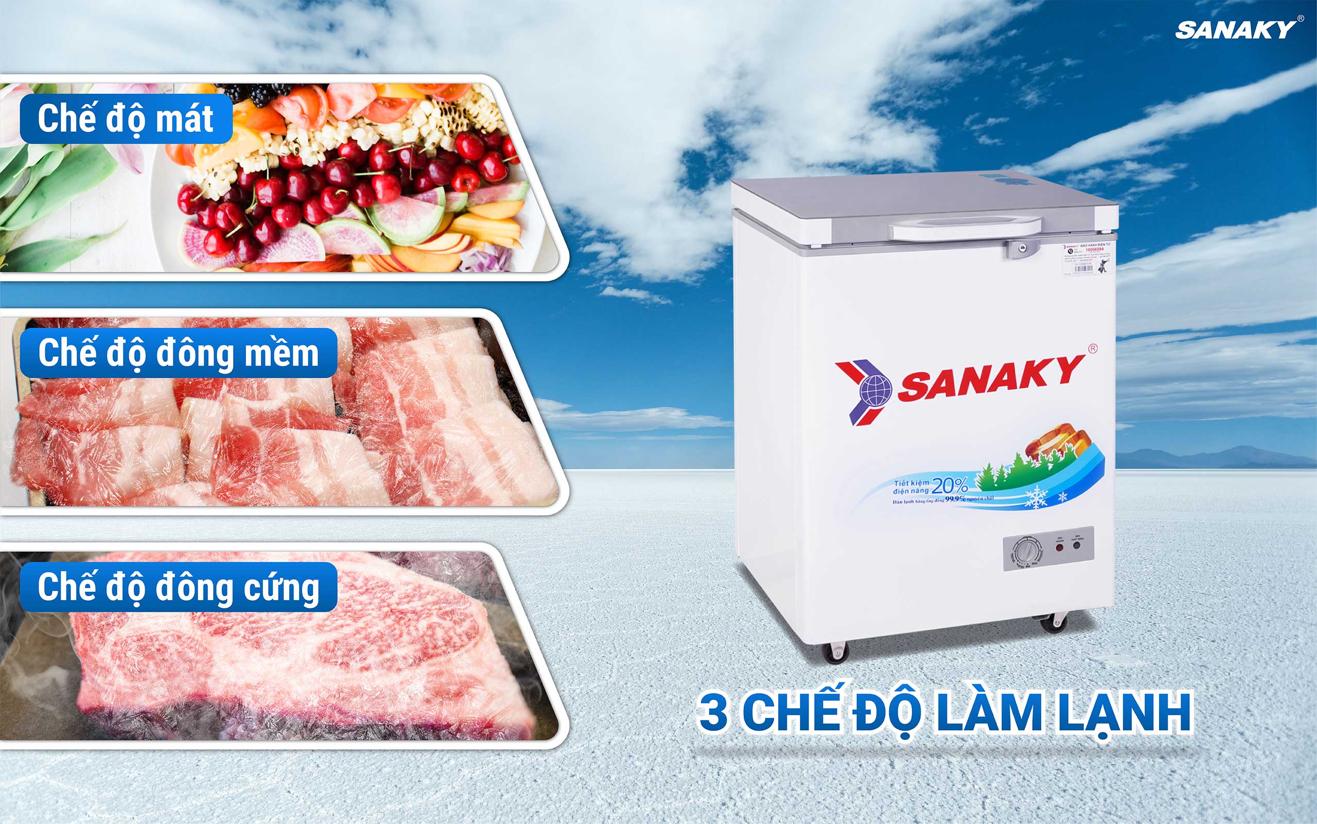 thiết kế 1 ngăn tủ đông nhưng lại có đến 3 chức năng