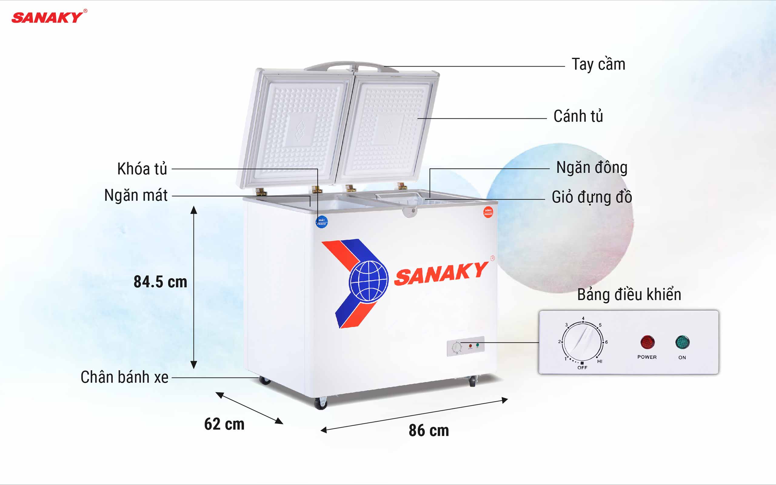 Tủ Đông Sanaky VH-225W2 195 lít, 2 ngăn, 2 cánh Tủ Đông Sanaky VH-225W2 195 lít, 2 ngăn, 2 cánh