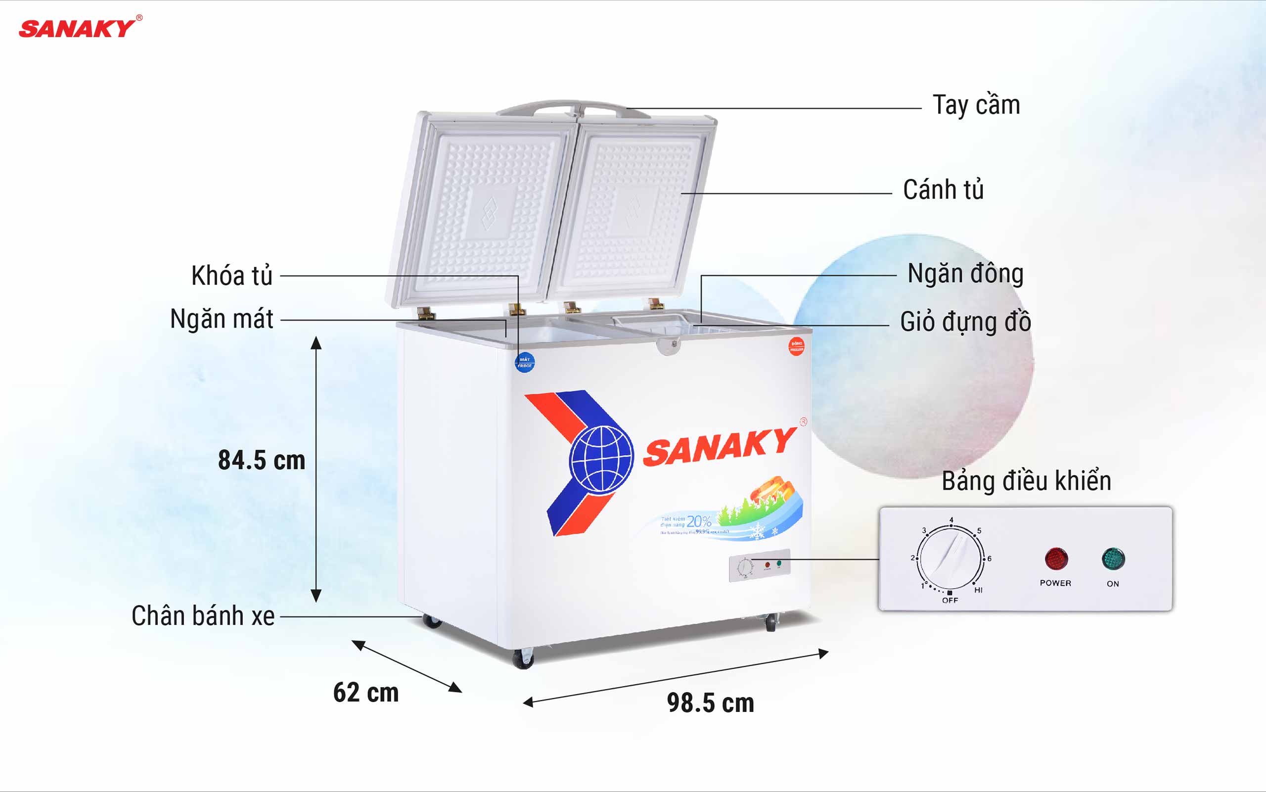 Tủ Đông Sanaky VH-2599W1 195 lít Tủ Đông Sanaky VH-2599W1 195 lít