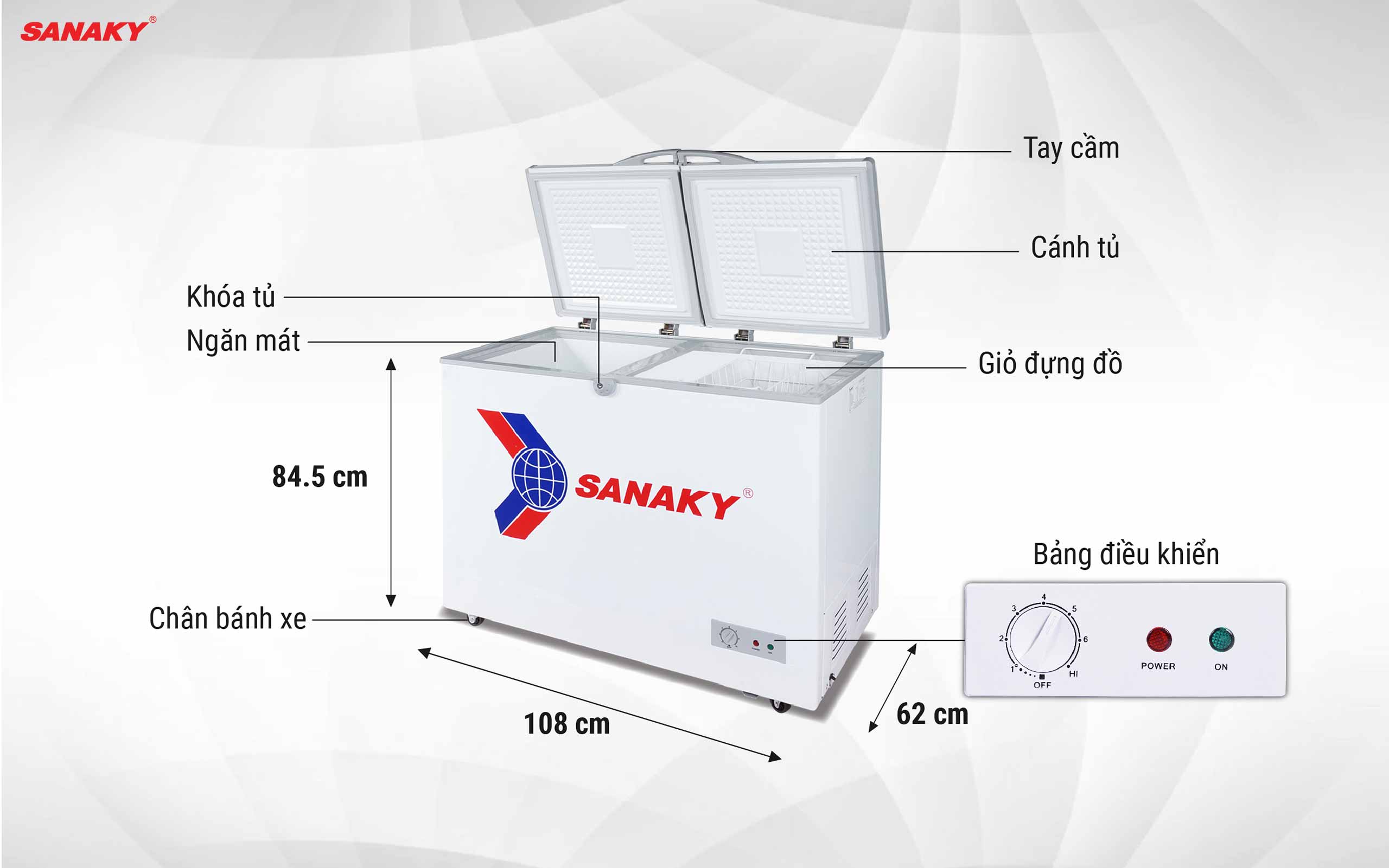 Tủ Đông Sanaky VH-285A2 235 lít, 1 ngăn, 2 cánh Tủ Đông Sanaky VH-285A2 235 lít, 1 ngăn, 2 cánh