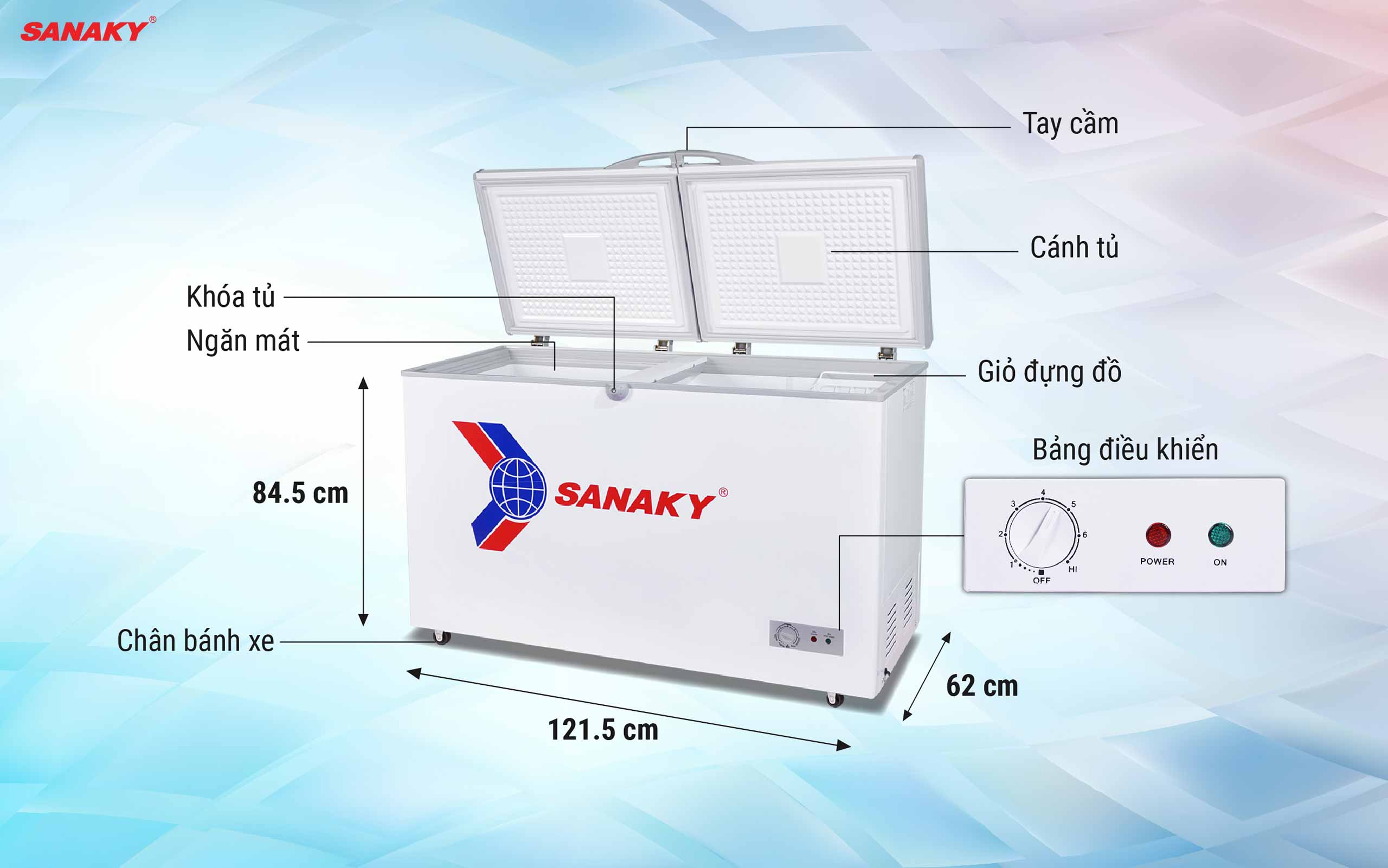 Tủ Đông Sanaky VH-365A2 270 lít, 1 ngăn, 2 cánh