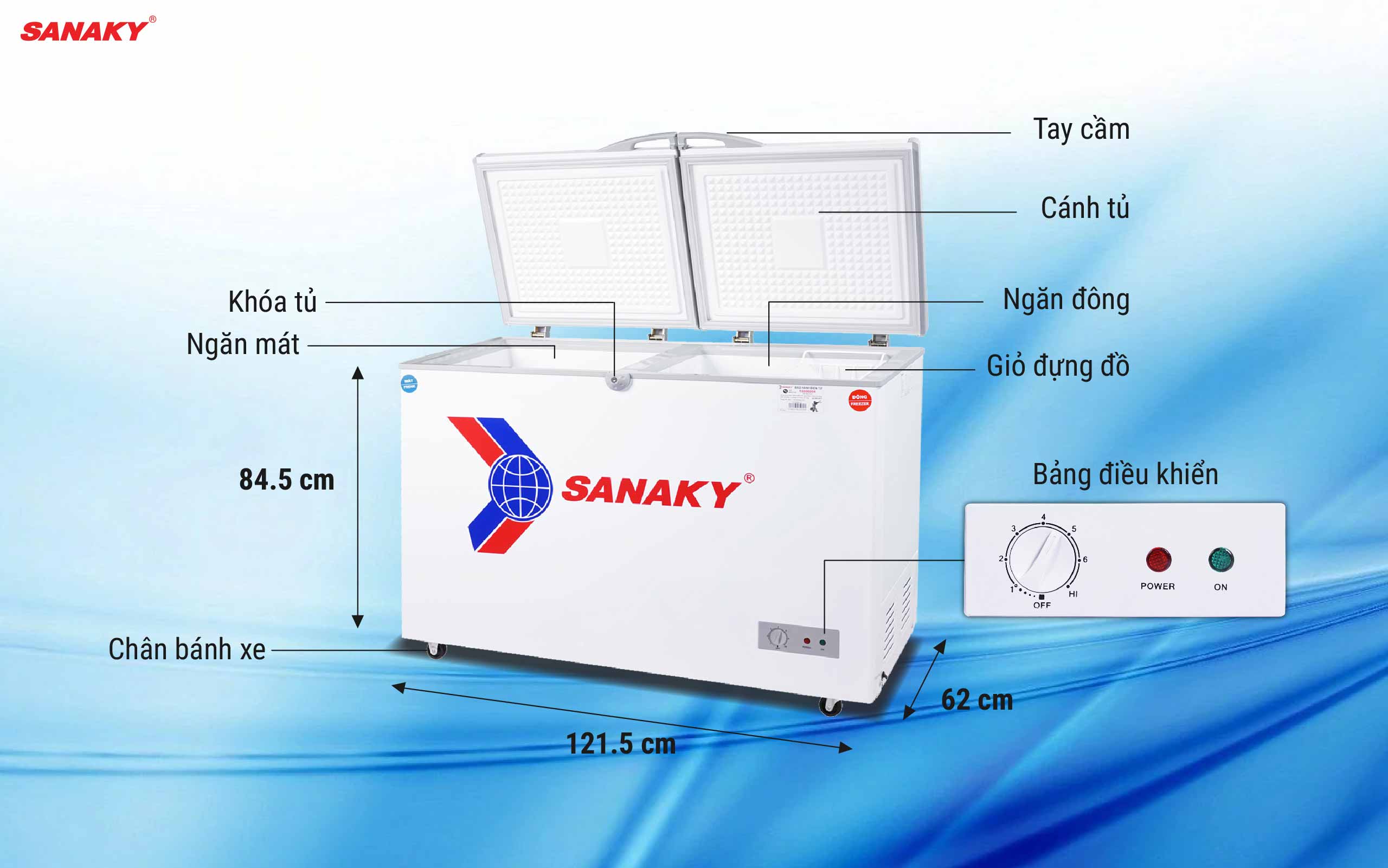 Tủ Đông Sanaky VH-365W2 260 lít, 2 ngăm, 2 cánh Tủ Đông Sanaky VH-365W2 260 lít, 2 ngăm, 2 cánh