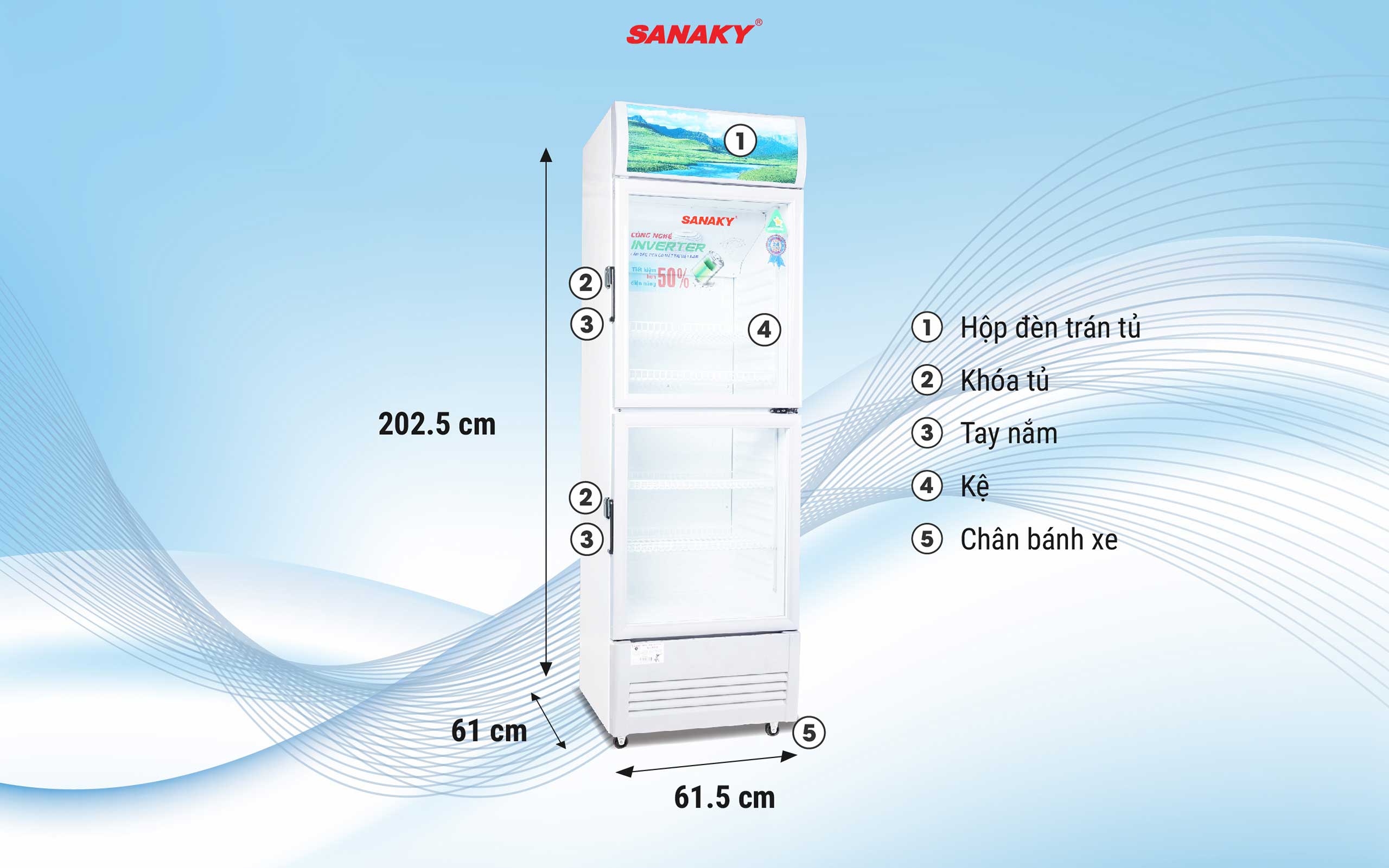 Tủ Mát Inverter Sanaky VH-408W3L 340 lít
