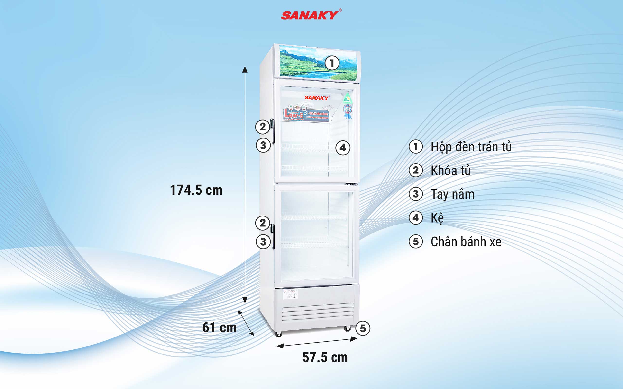 Tủ Mát Sanaky VH-218WL 170 lít